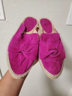 Saks Fifth Avenue Fuchsia Suede Knot Espadrille Slide